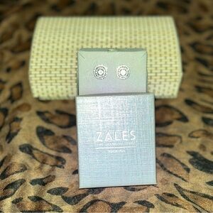 Zales Sparkling Silver Halo Earrings